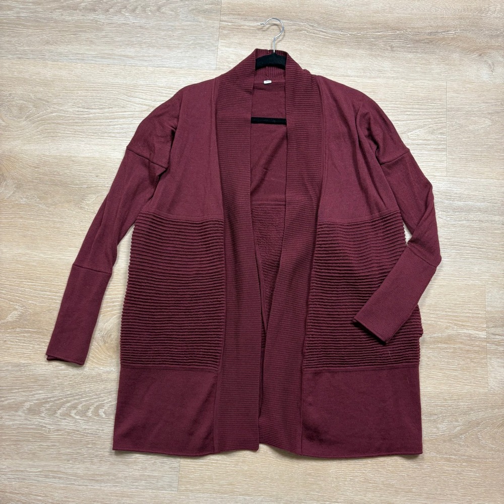 Lululemon‎ Sit In Lotus Wrap II Ribbed Knit Open Front Cardigan Women's Medium